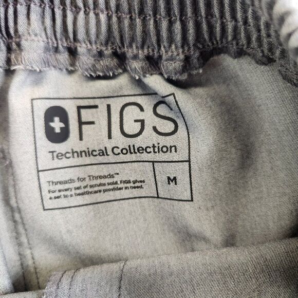 Figs Scrub Pants Womens Medium Gray Yola Skinny Leg Zip Cargo Blue Drawstring - Picture 15 of 16